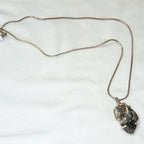 Sterling Silver Raw Iron Pyrite Wire-Wrapped Pendant Necklace - 16"