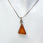 Sterling Silver Triangular Amber Pendant Necklace - 18"