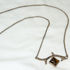 925 Sterling Silver Nature-Inspired Cast Branch Necklace with 10mm Green Amber