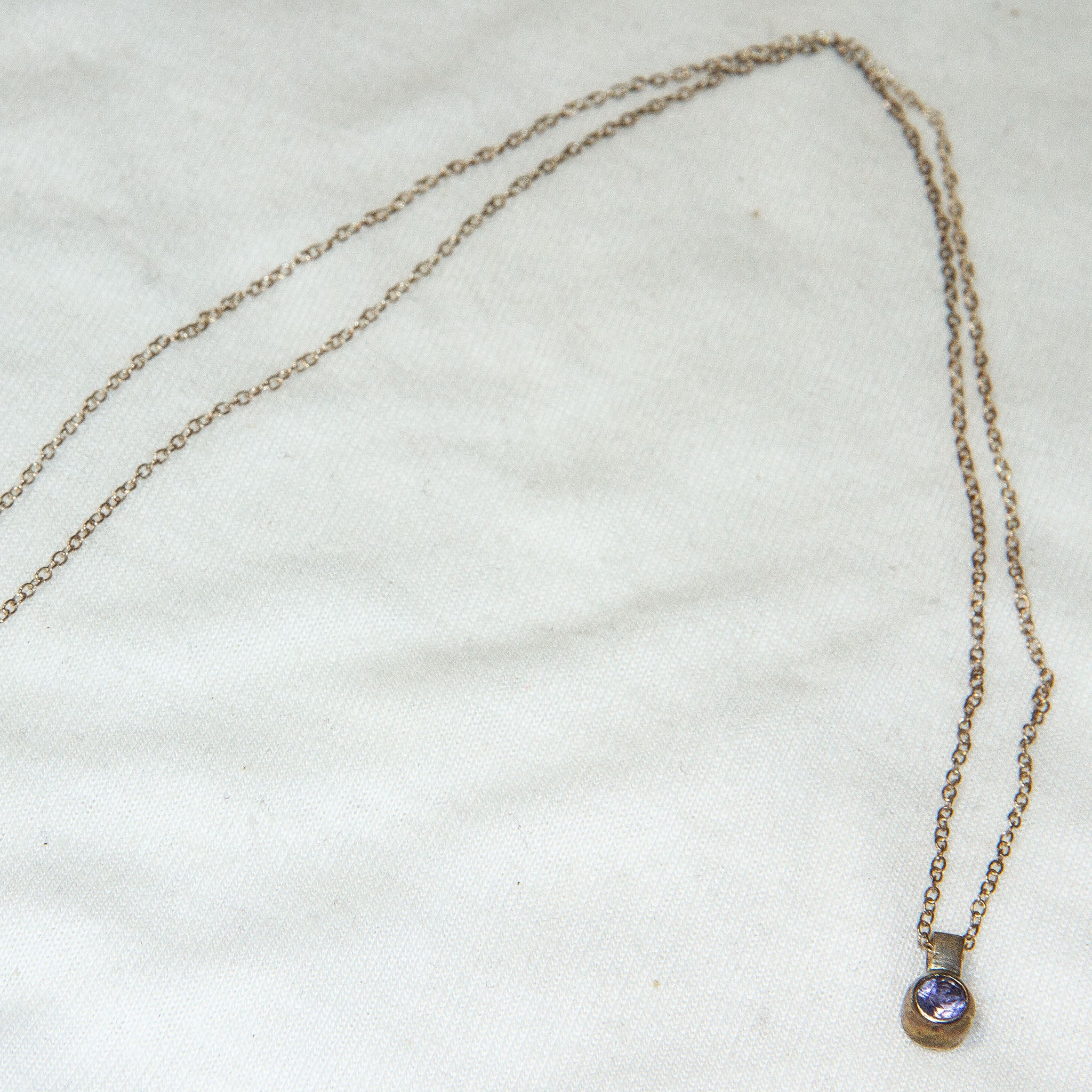Sterling Silver 4mm Bezel Set Amethyst Pendant Necklace - 18" Secondary image