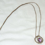 Sterling Silver 6x8mm Oval Amethyst Pendant Necklace - 17"