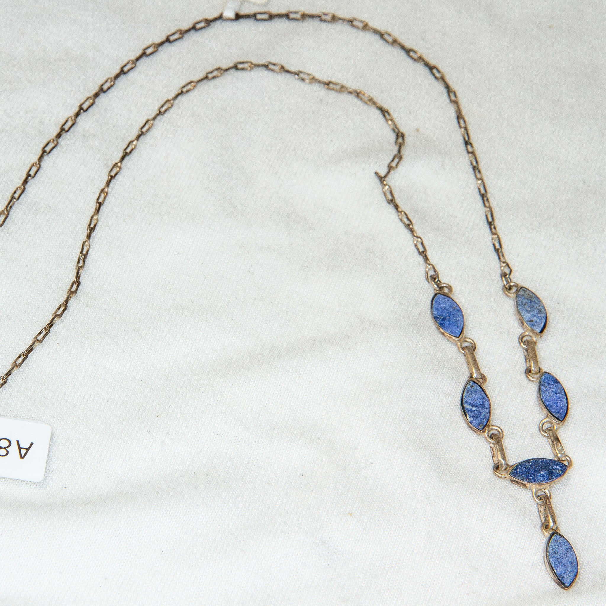 Sterling Silver Lapis Lazuli Marquise Drop Necklace - 18" Secondary image