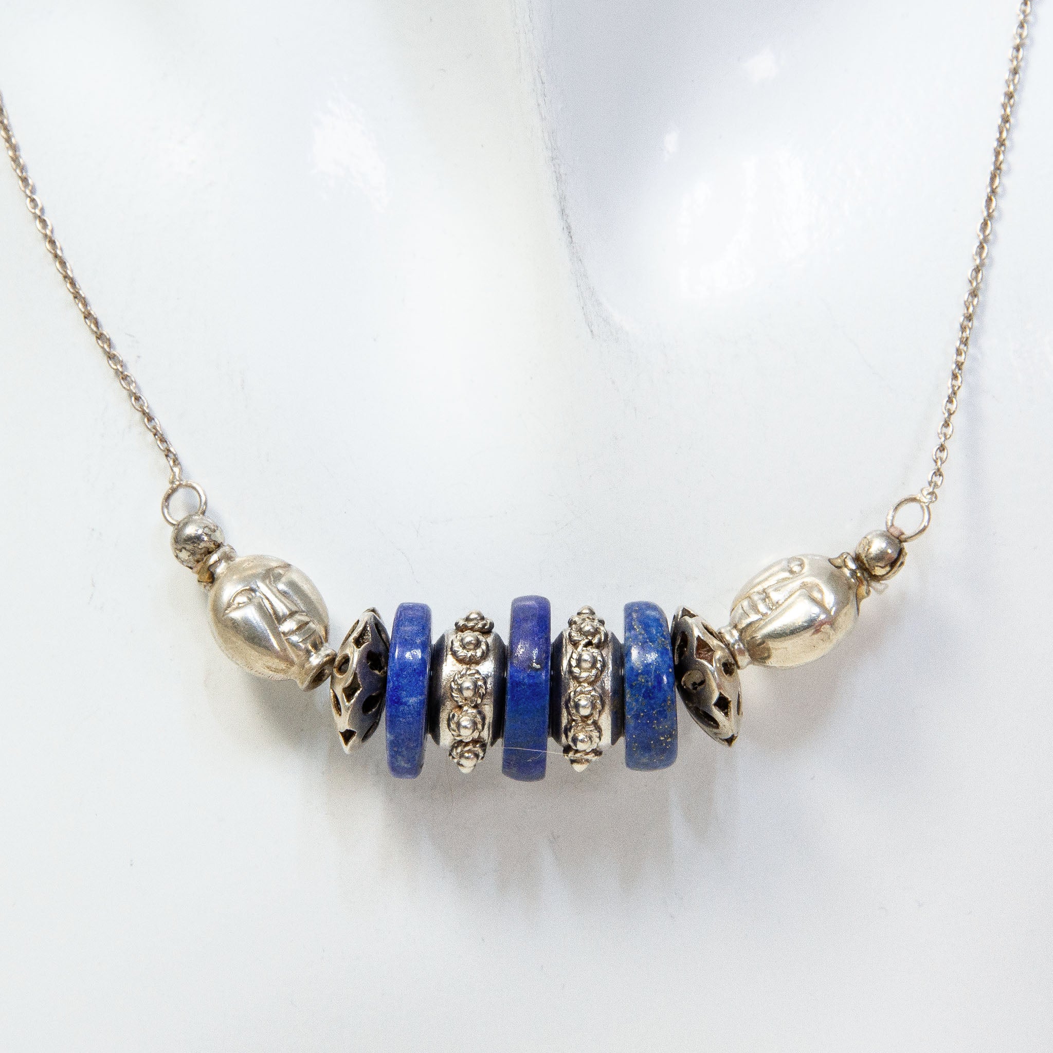Balinese Sterling Silver & Lapis Lazuli Artisan Necklace - 19" Main image