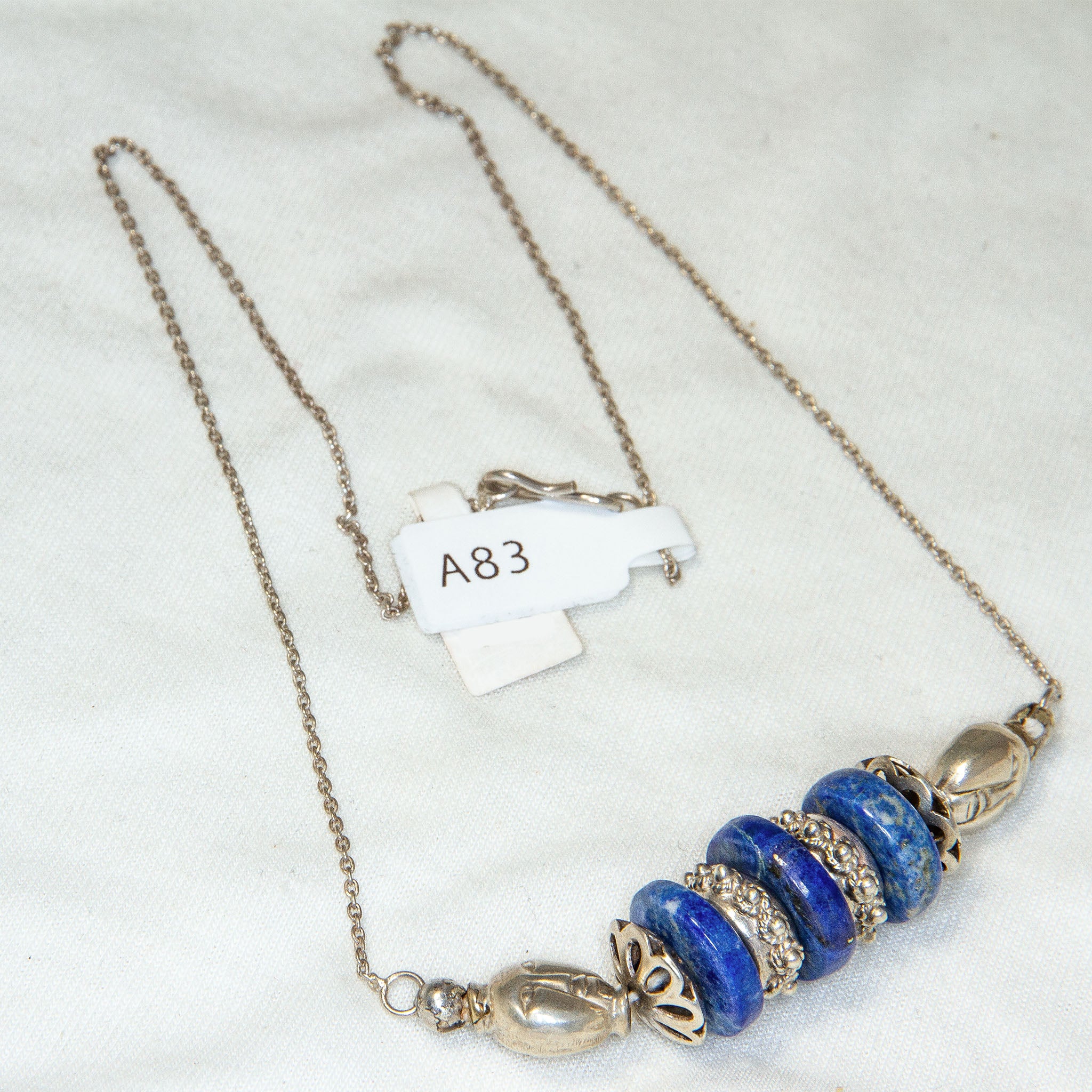 Balinese Sterling Silver & Lapis Lazuli Artisan Necklace - 19"