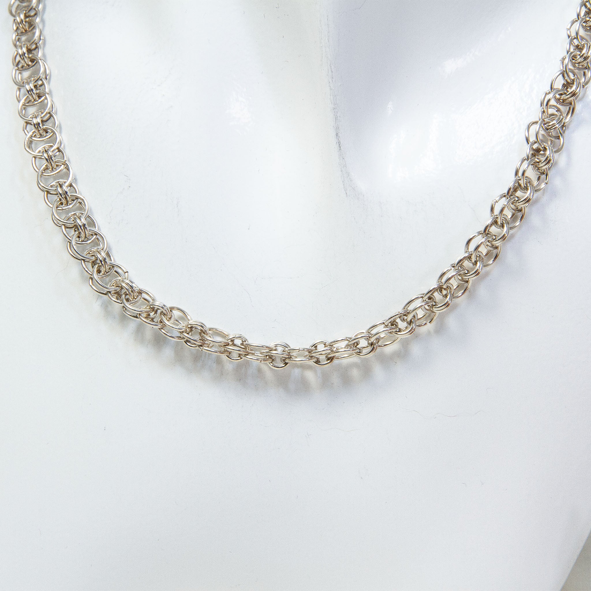 Substantial 18" 925 Sterling Silver Double Link Chain Necklace - 23.80g
