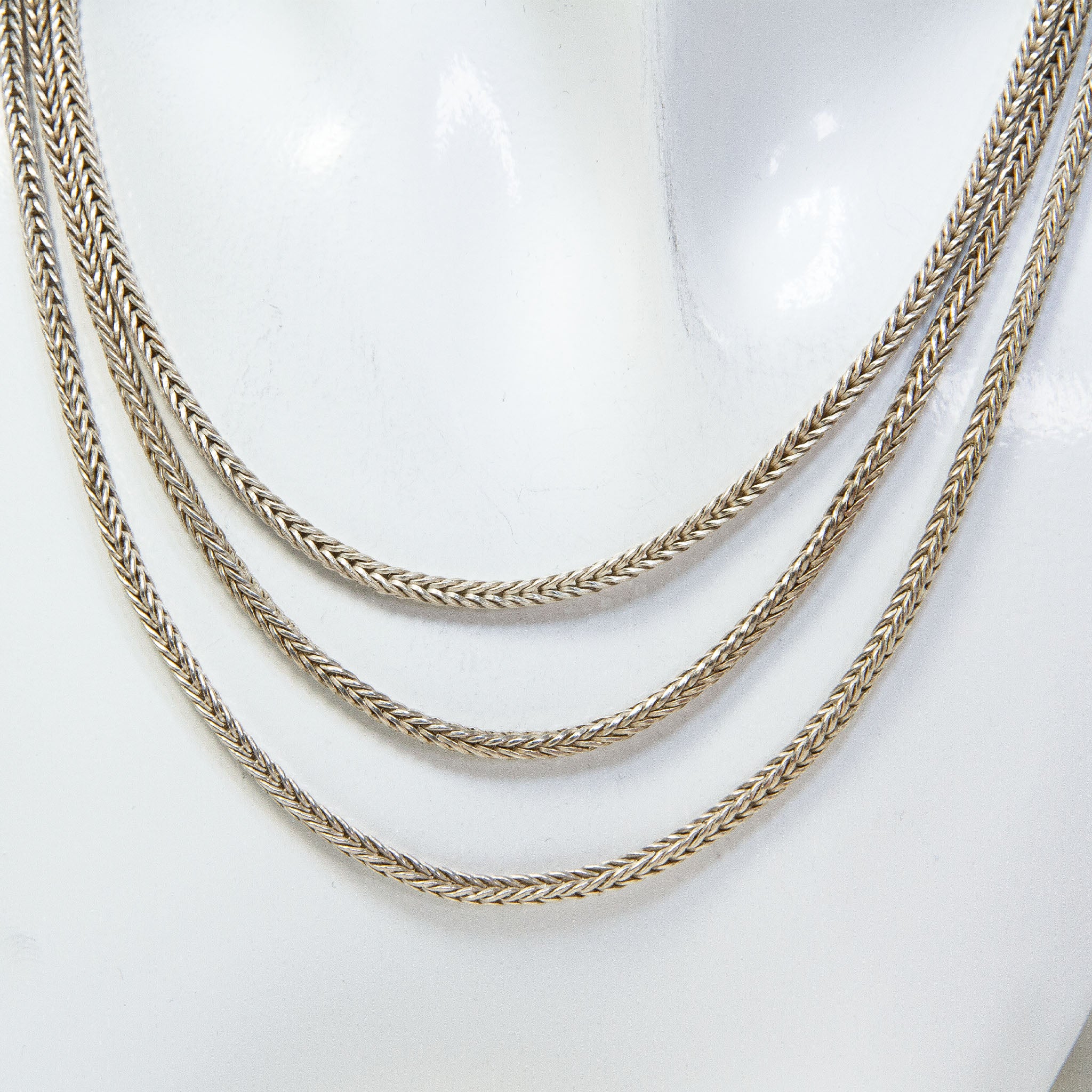 22" 3-Strand Woven 72% Silver Chain Necklace Main image