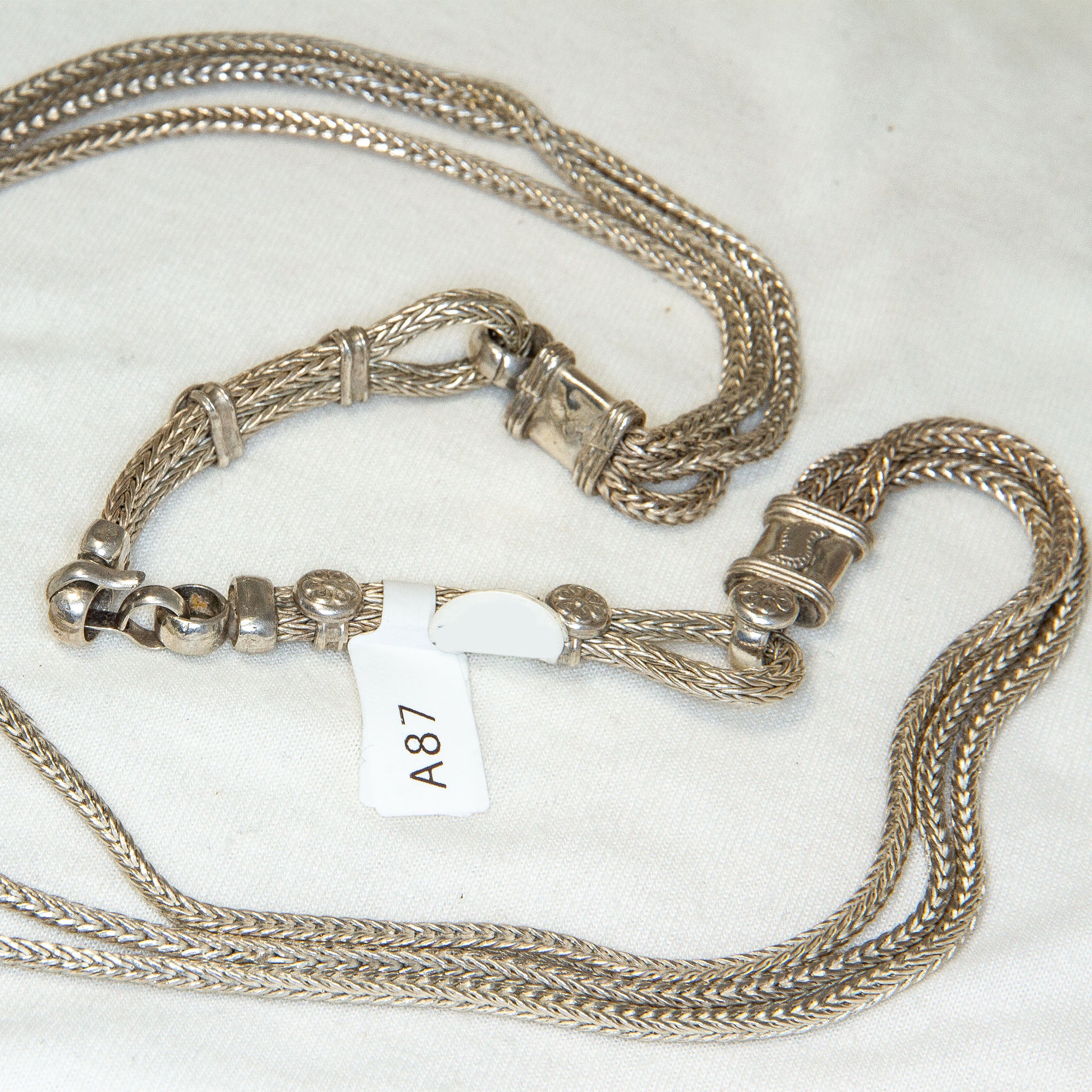 22" 3-Strand Woven 72% Silver Chain Necklace Secondary image