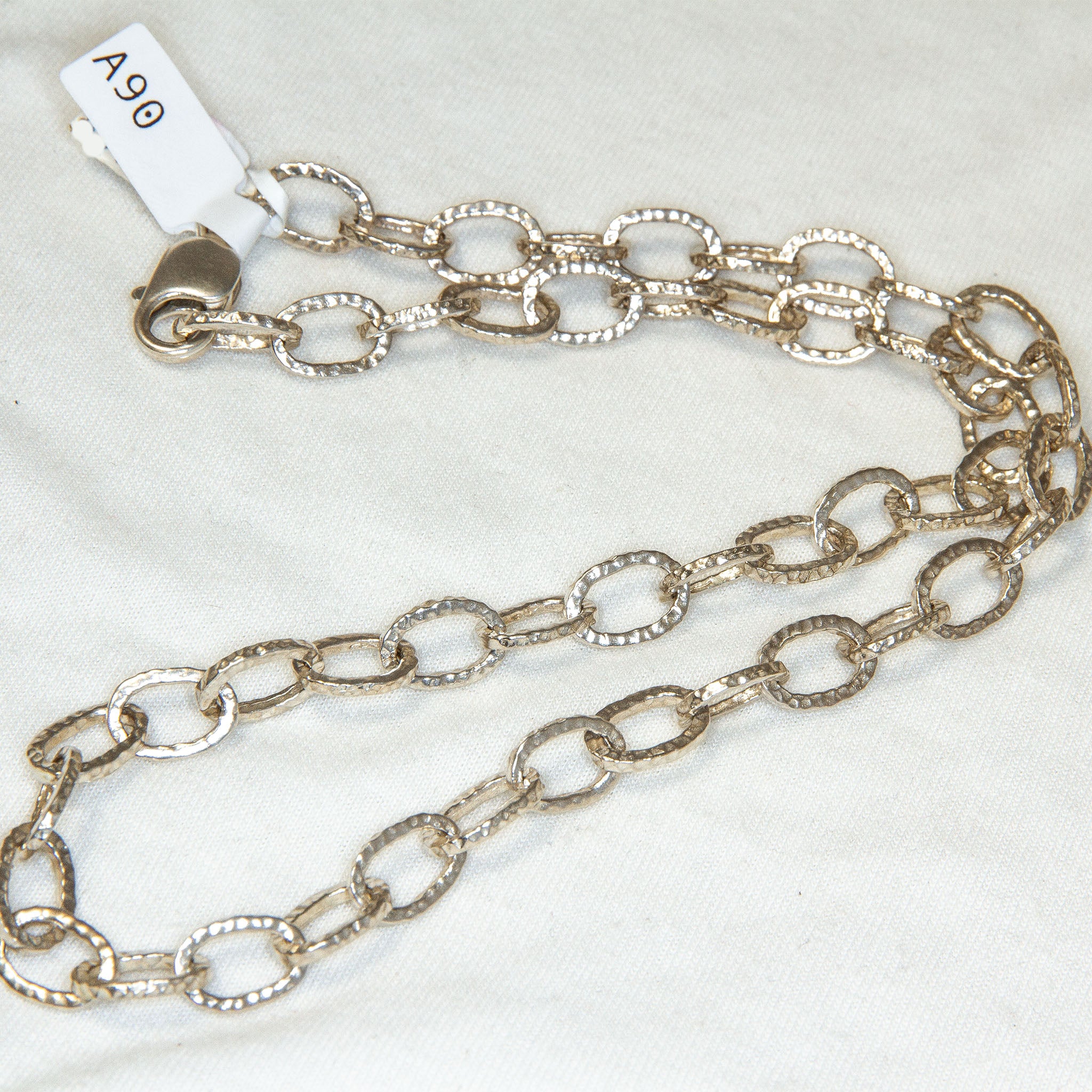 18" 925 Sterling Silver Textured Oval Link Chain Necklace Secondary image