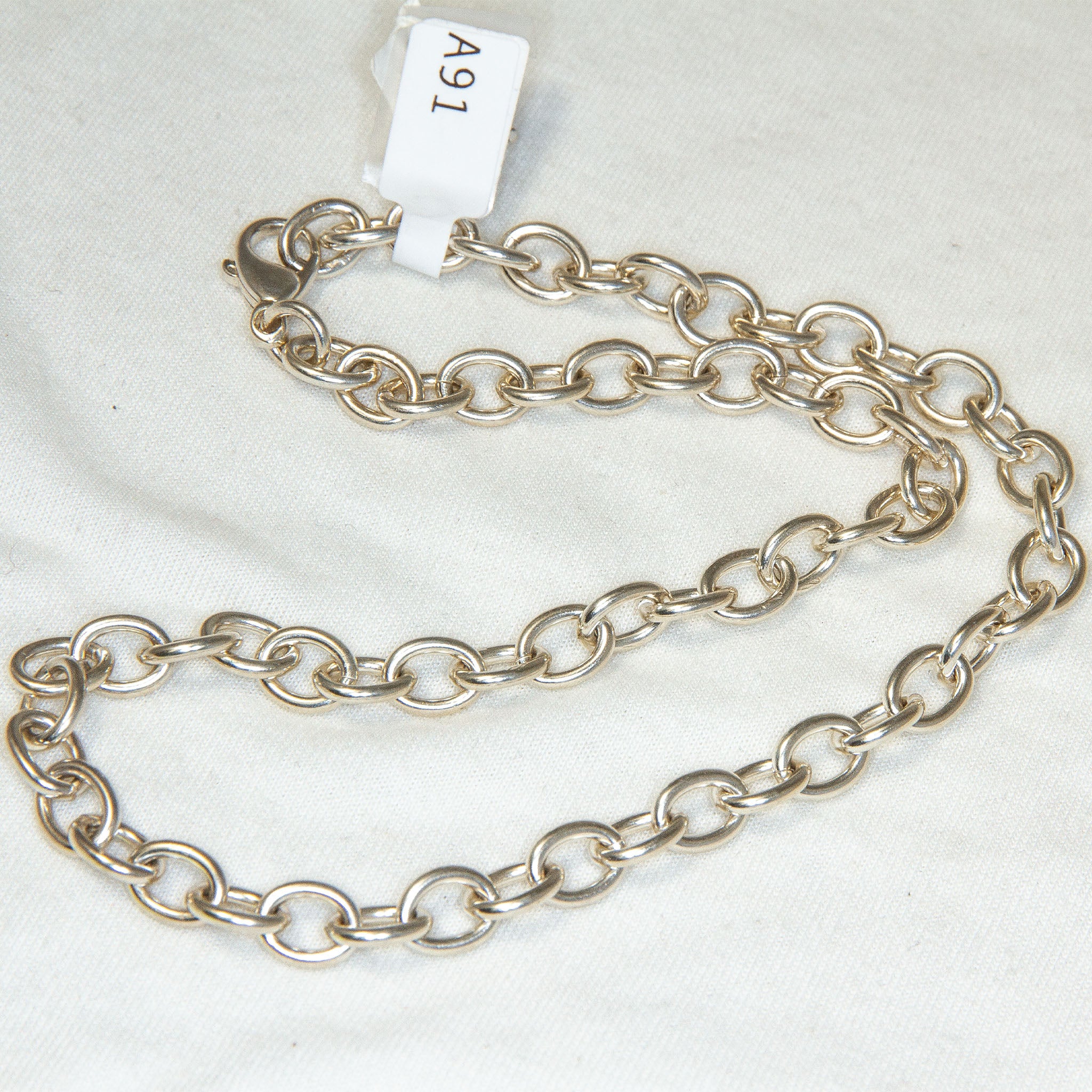 17" 925 Sterling Silver Oval Link Chain Necklace