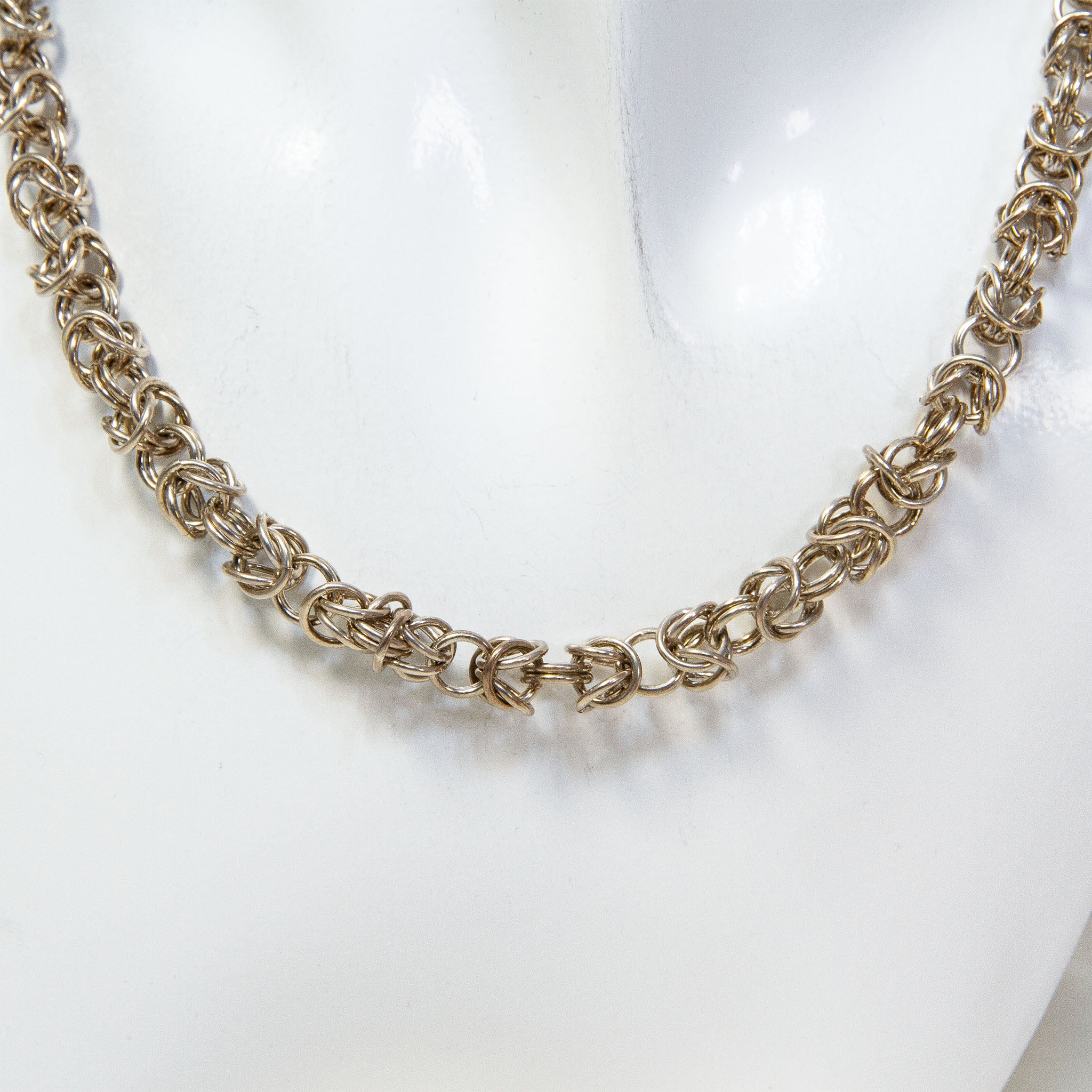 20" Handcrafted 925 Sterling Silver Woven Link Chain Necklace Main image