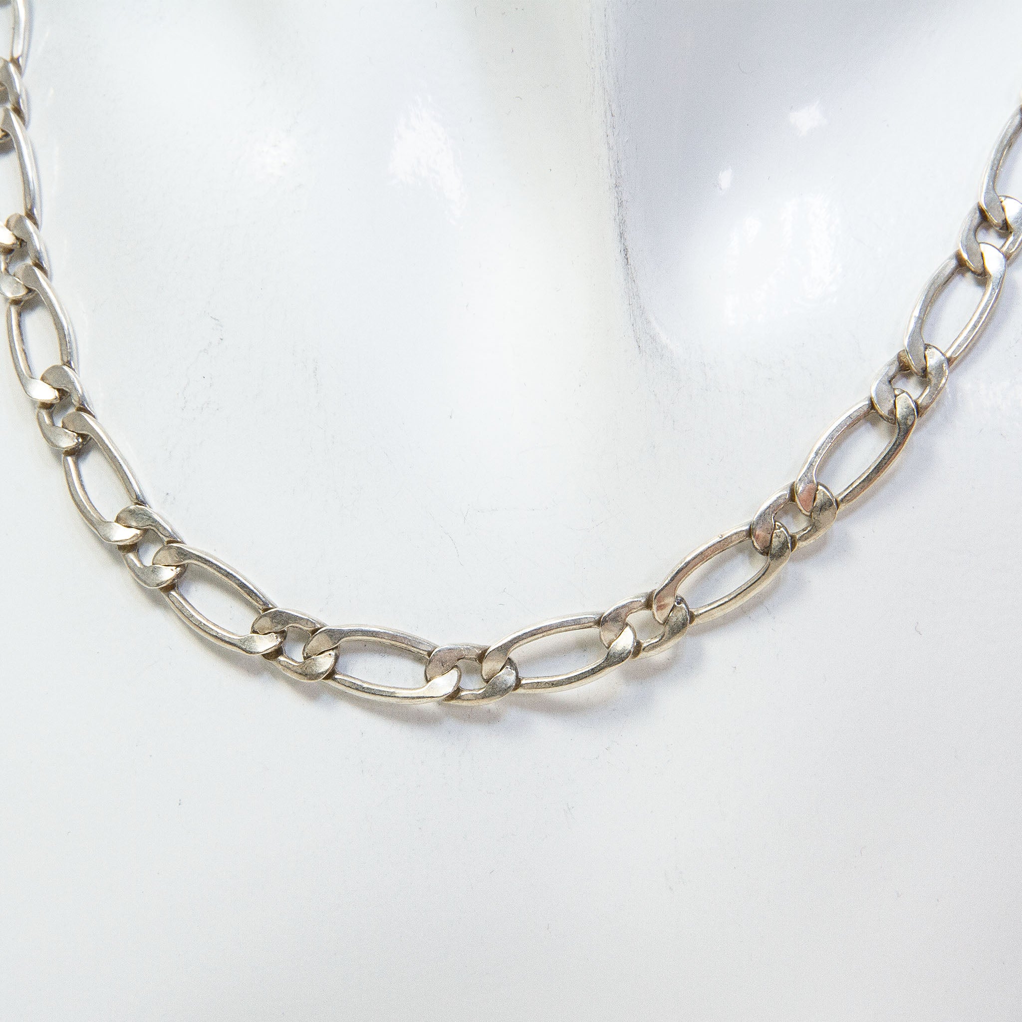 22" 925 Sterling Silver Figaro Chain Necklace