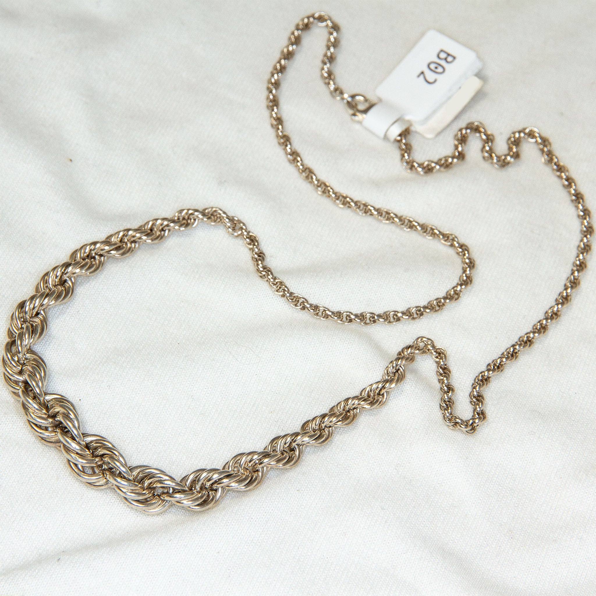 Sterling Silver Graduated Rope Chain Necklace - 12.54g
