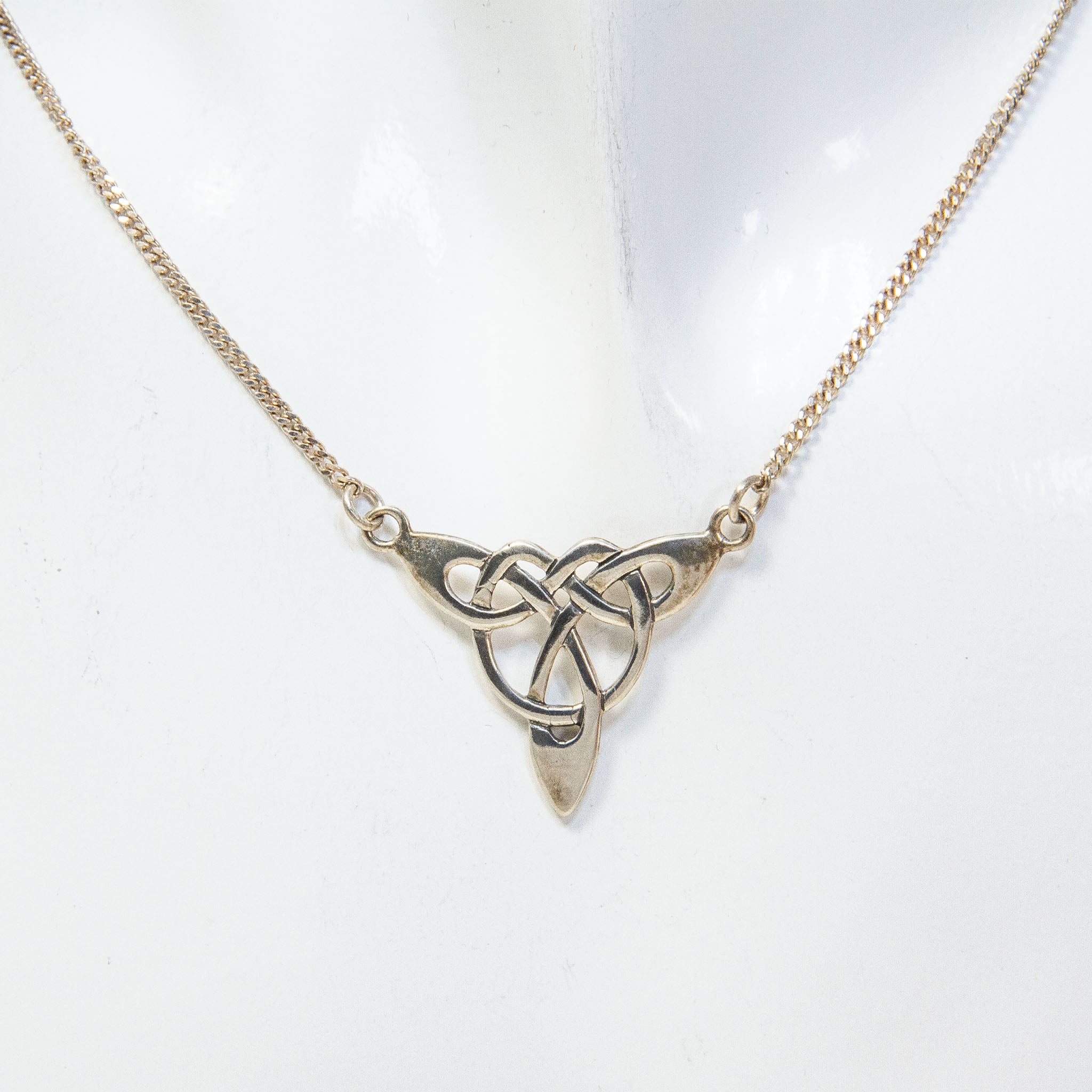 Sterling Silver Celtic Knot Triangular Pendant Necklace - 17" Main image