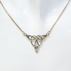 Sterling Silver Celtic Knot Triangular Pendant Necklace - 17"