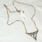 Sterling Silver Celtic Knot Triangular Pendant Necklace - 17"