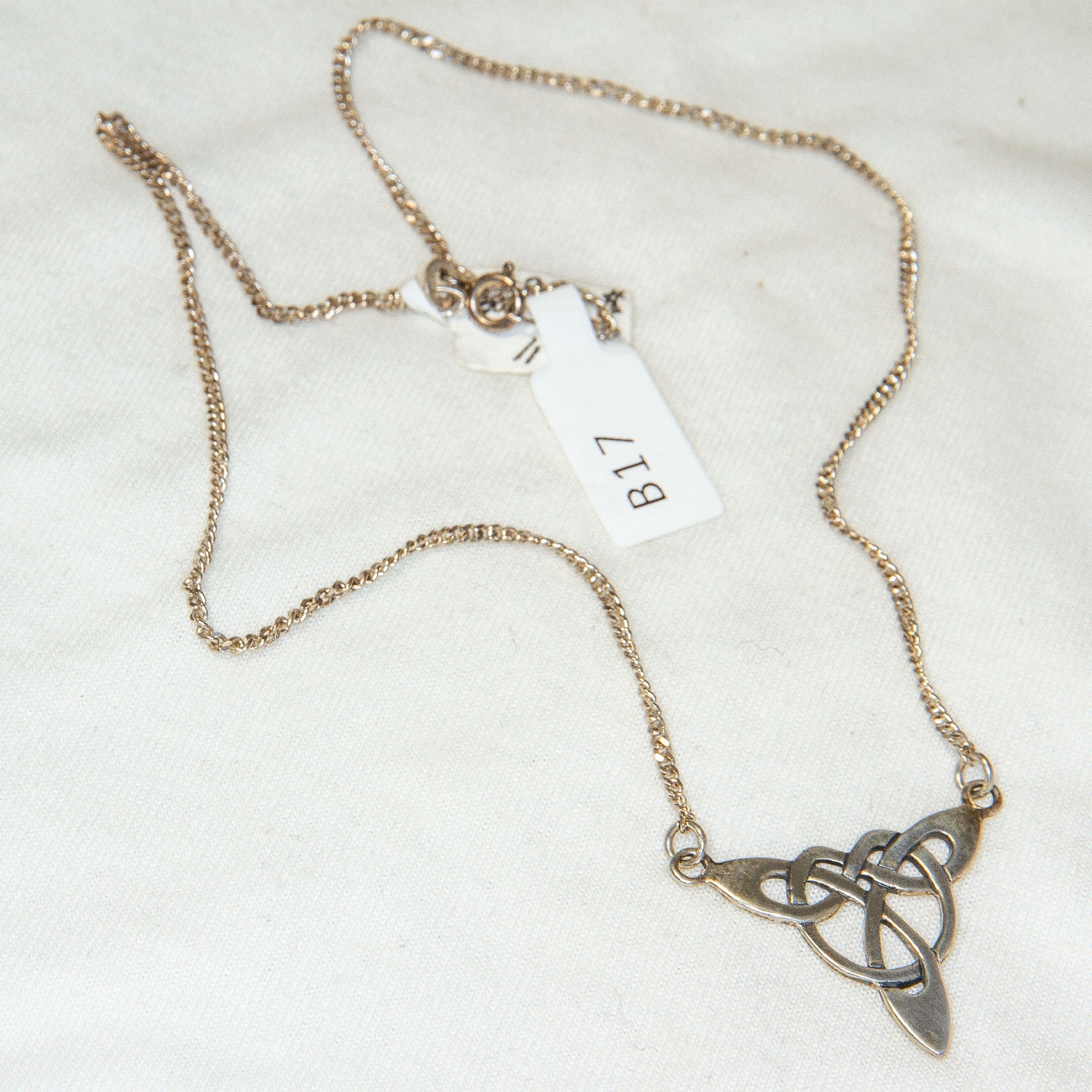 Sterling Silver Celtic Knot Triangular Pendant Necklace - 17"