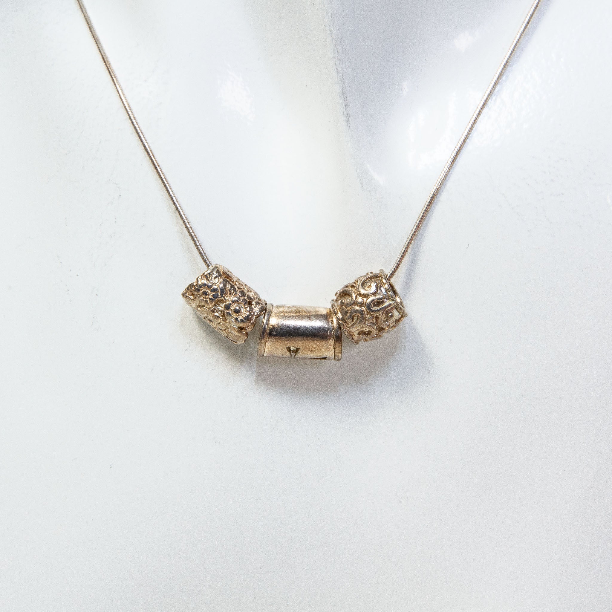 Sterling Silver 3-Piece Tube Pendant Necklace - 24"