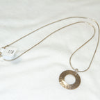 Sterling Silver 22mm Hammered Open Disc Pendant Necklace - 16"