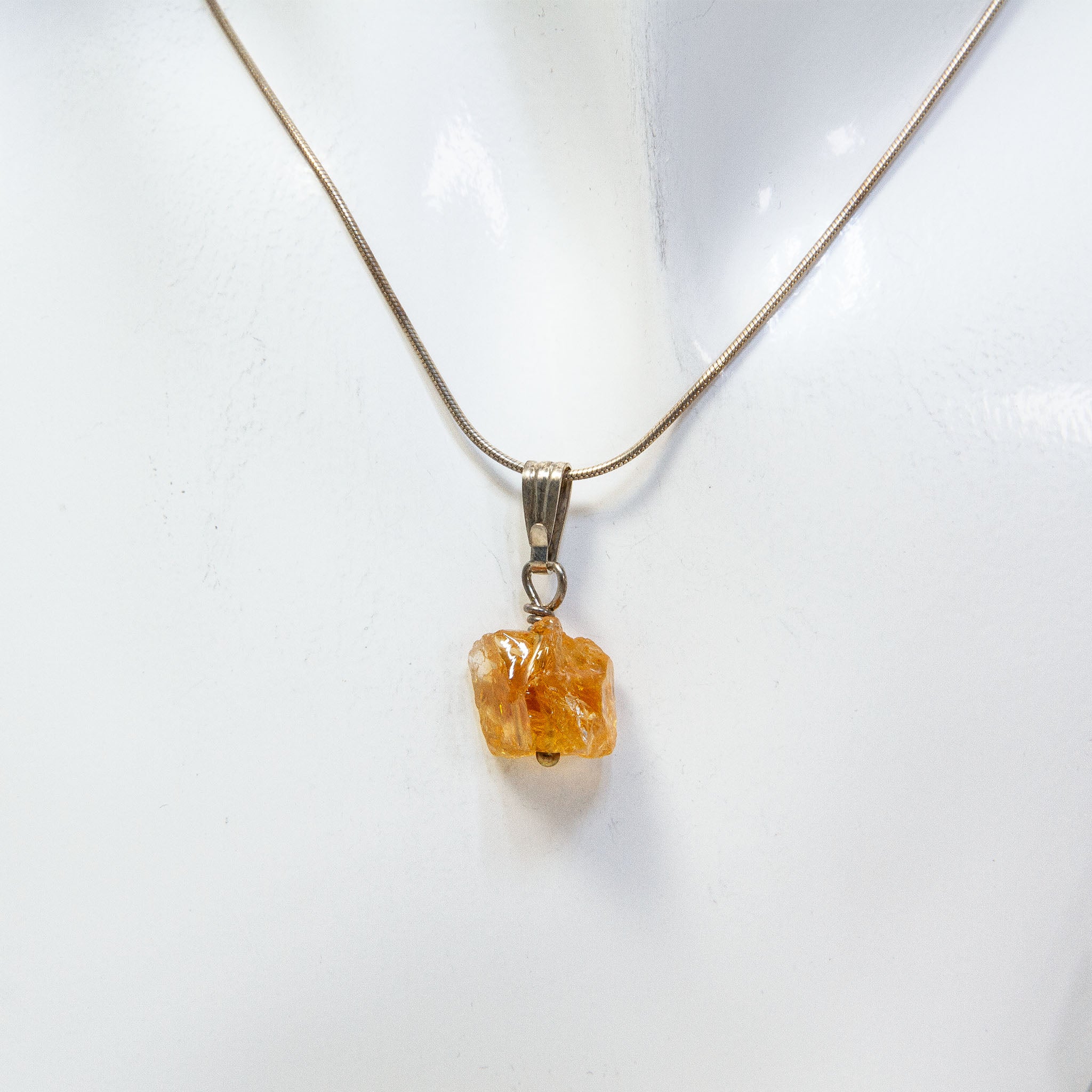 Sterling Silver Raw Citrine Pendant Necklace - 16" Main image
