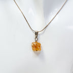 Sterling Silver Raw Citrine Pendant Necklace - 16"