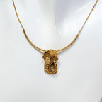 One-of-a-Kind 20" 10K Yellow Gold Artisan Water Lily Pendant Necklace