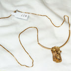 One-of-a-Kind 20" 10K Yellow Gold Artisan Water Lily Pendant Necklace