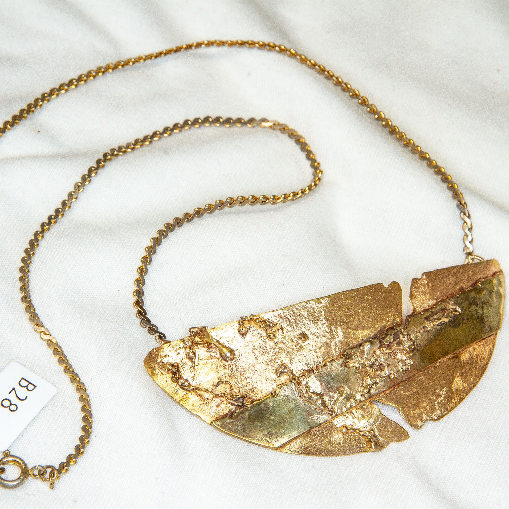 14K Yellow Gold Artisan Statement Pendant Necklace - 18"