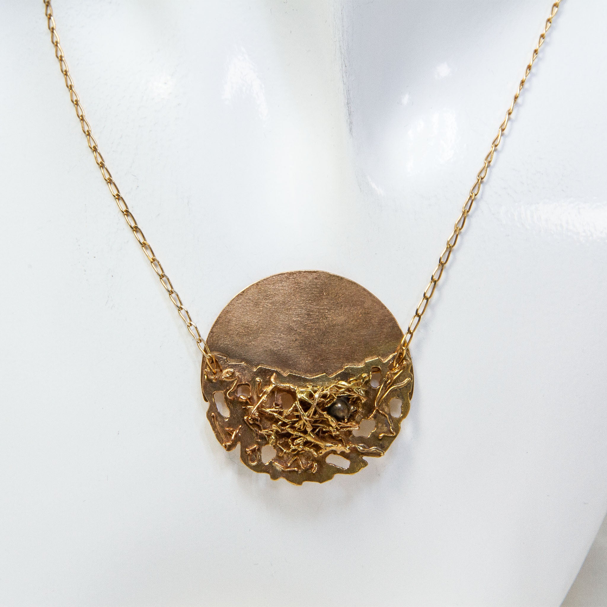 One-of-a-Kind "Mosquitoes by Moonlight" 10K Yellow Gold Artisan Pendant Necklace - 20", 9.78g Main image