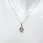 18" 10K White Gold Diamond Encrusted Teardrop Pendant Necklace