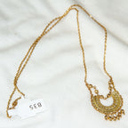 20" 10K Yellow Gold Bohemian Cast Crescent Beaded Fringe Necklace