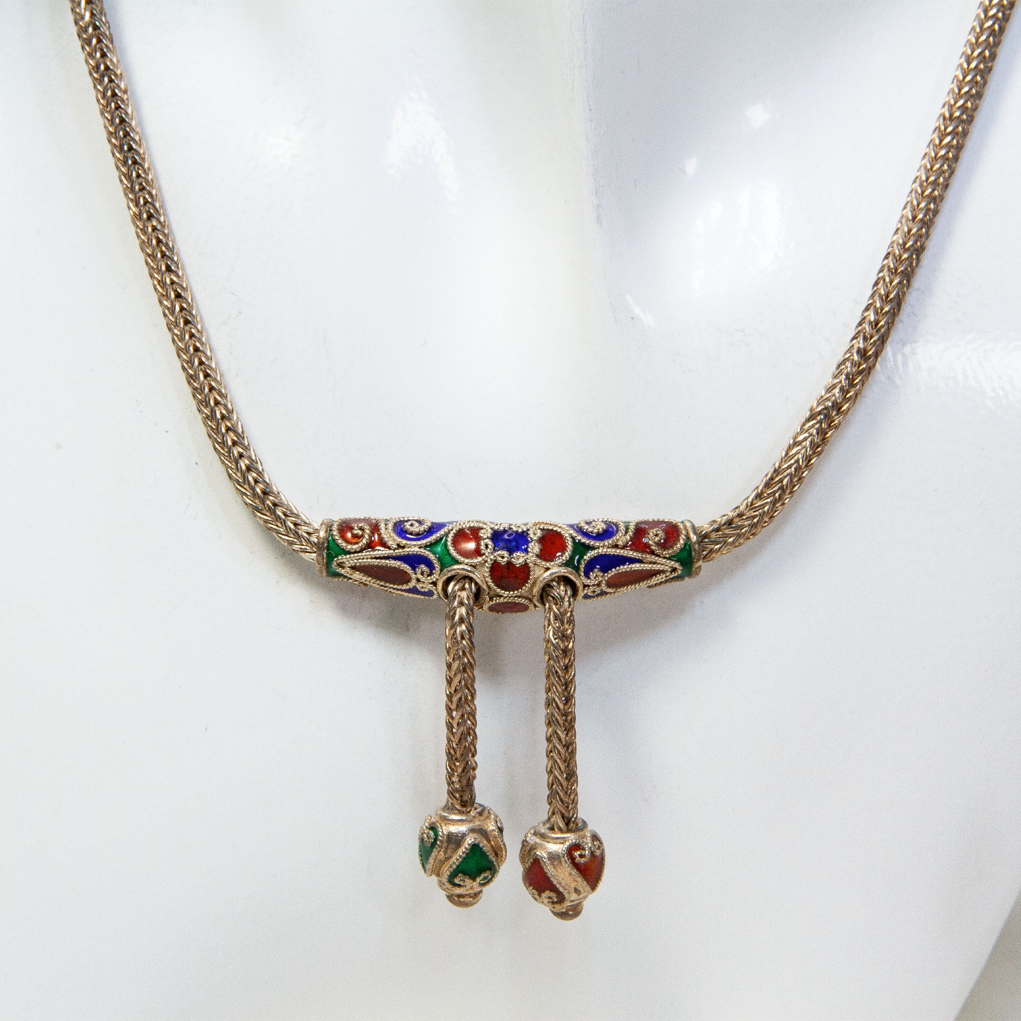 18" Heavyweight Silver Franco Chain with Cloisonné Enamel