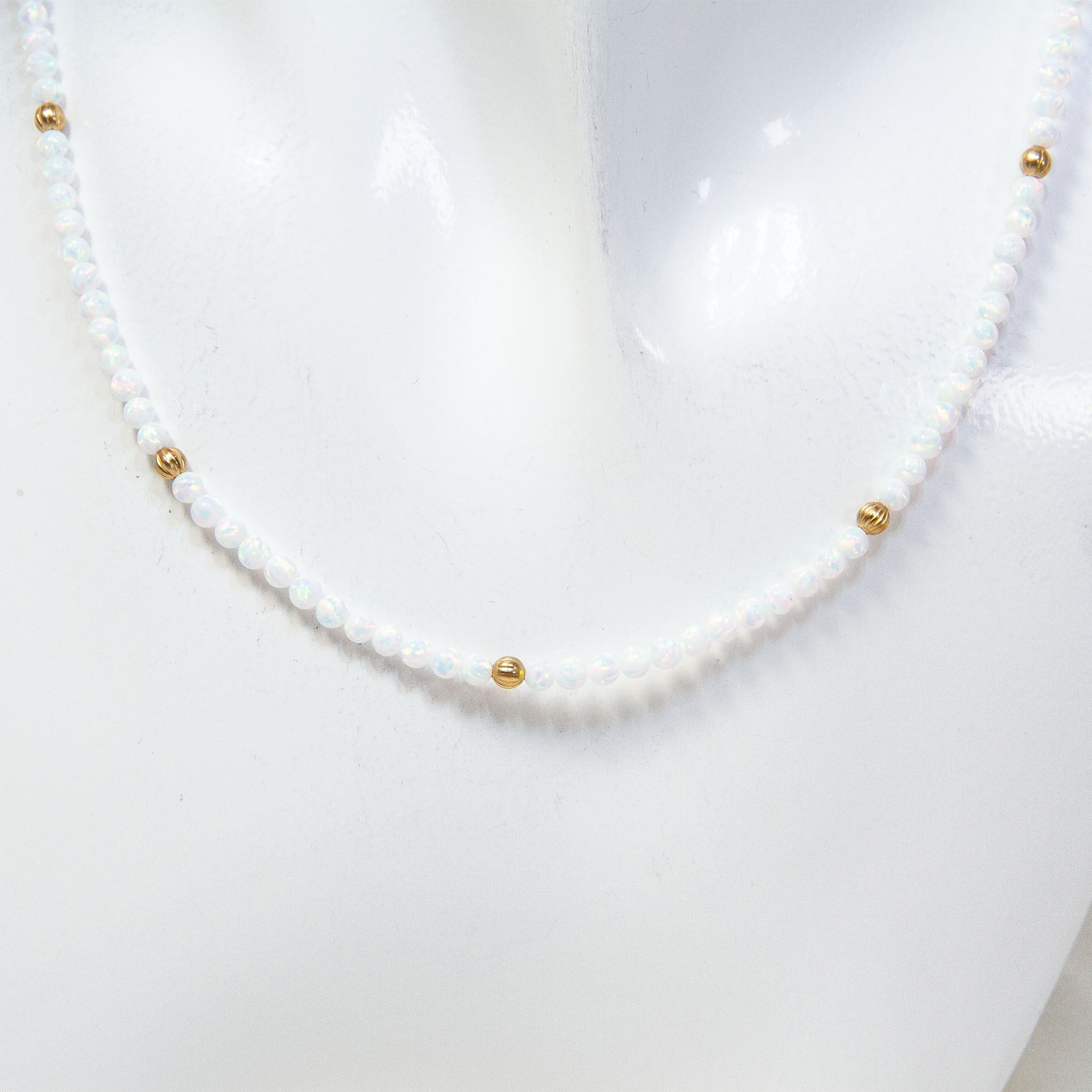 18" Kyocera Opal & 14K Yellow Gold Bead Necklace Main image