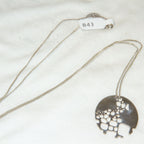Sterling Silver Abstract Cutout Disc Pendant Necklace
