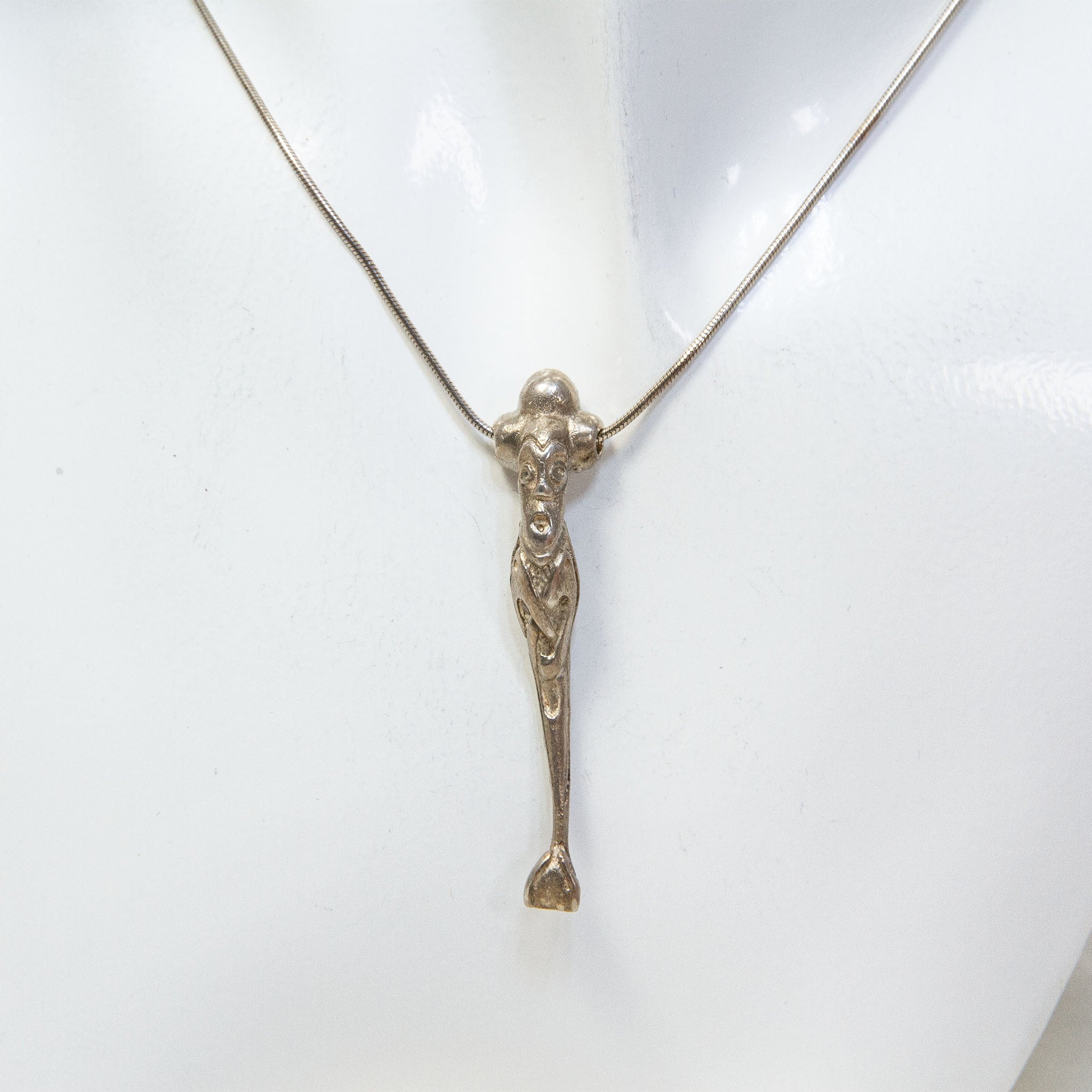 18" Sterling Silver Cast "Irish Good Luck Jester" Pendant Necklace