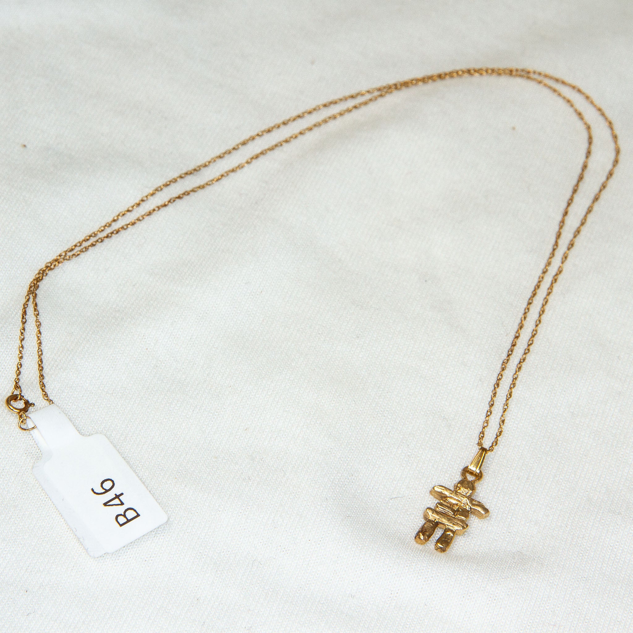 17" 10K Yellow Gold Cast Inuksuk Pendant Necklace Secondary image