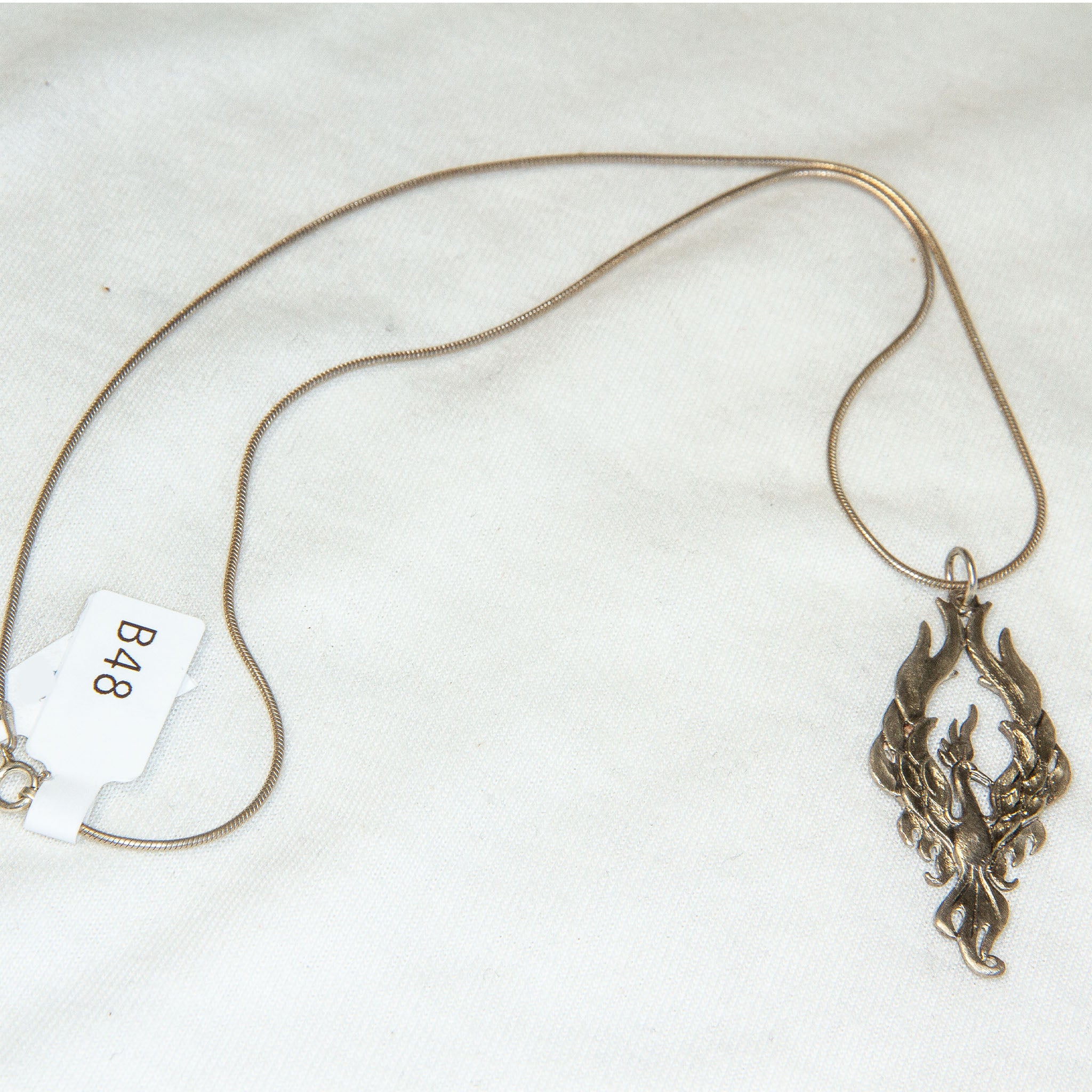 17" Sterling Silver Cast Phoenix Pendant Necklace
