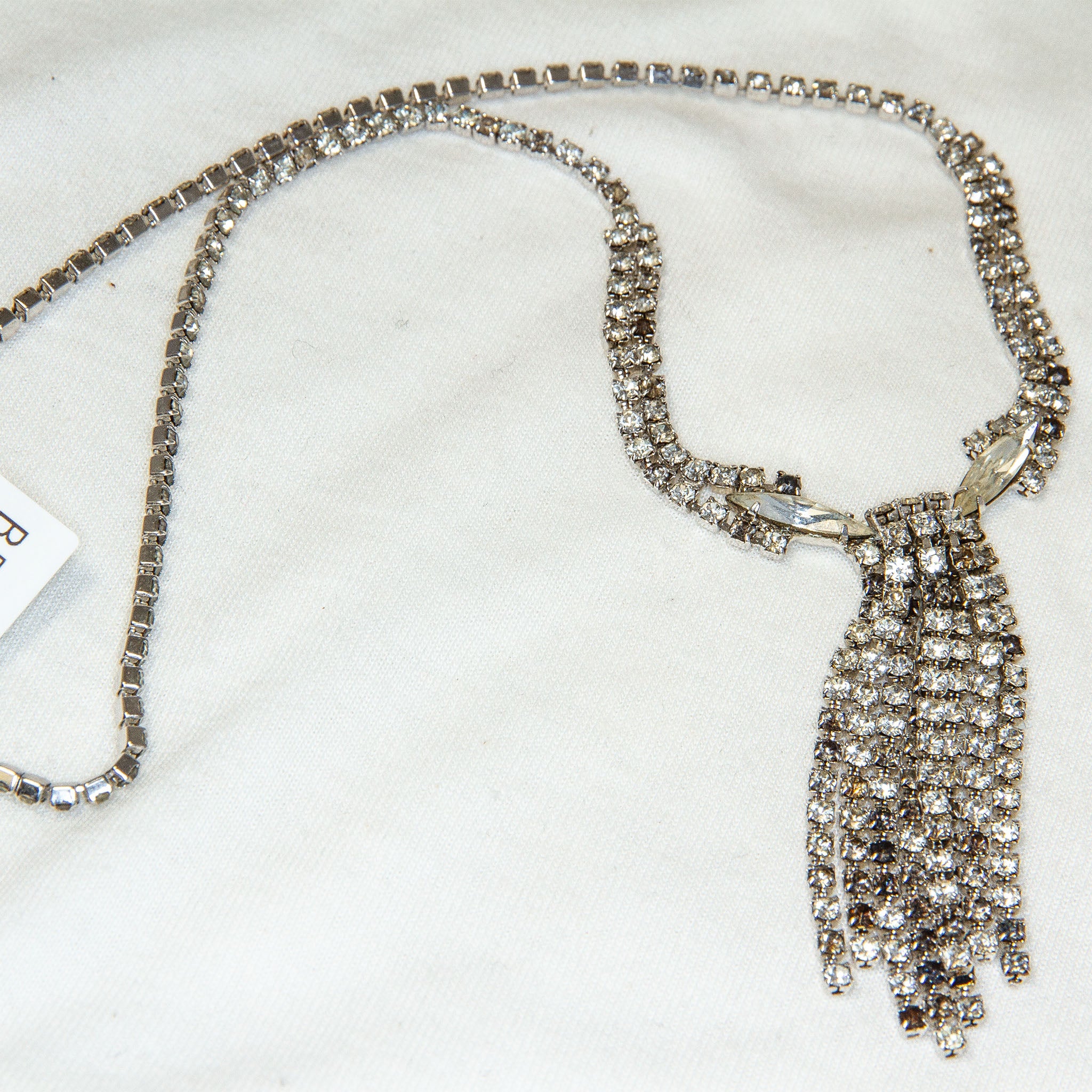 18" Vintage Rhinestone Fringe Statement Necklace Secondary image