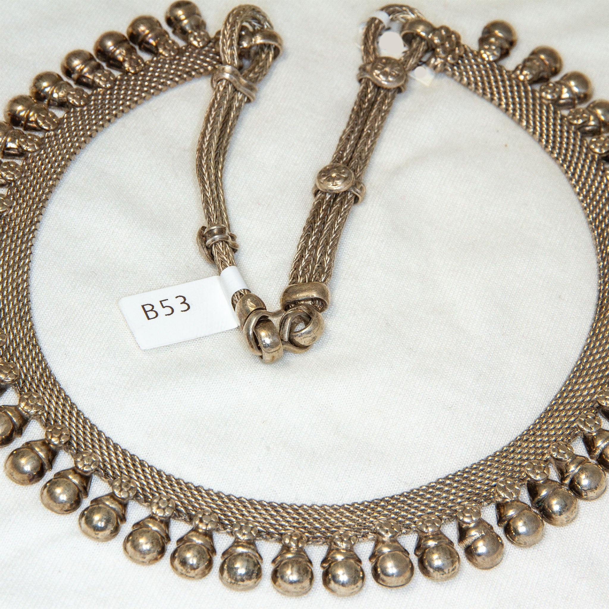 Heavyweight East Indian 72% Silver Woven Fringe Necklace - 80.49g Secondary image