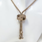 Vintage 27" Heavy 72% Silver Franco Lariat Tassel Necklace
