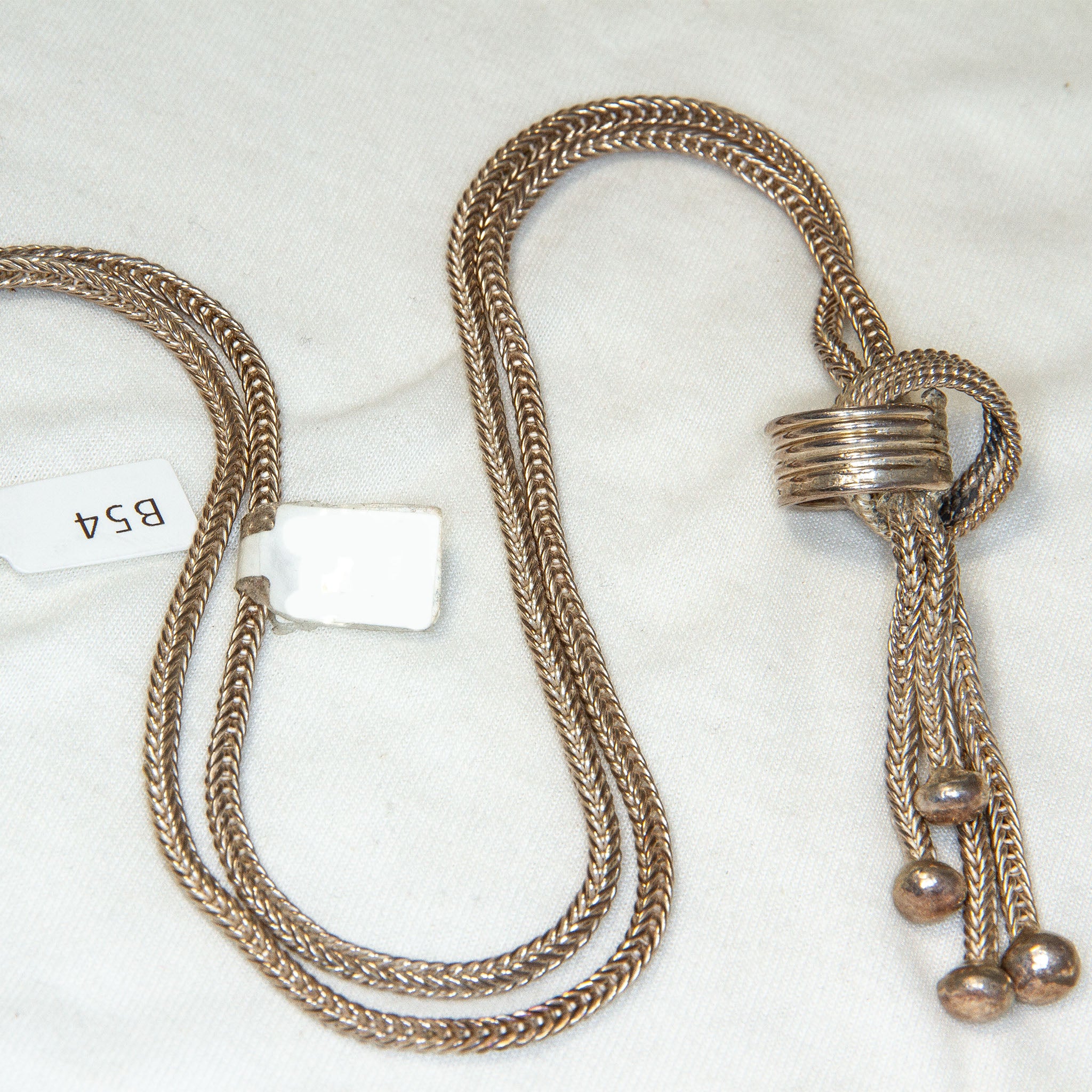 Vintage 27" Heavy 72% Silver Franco Lariat Tassel Necklace Secondary image