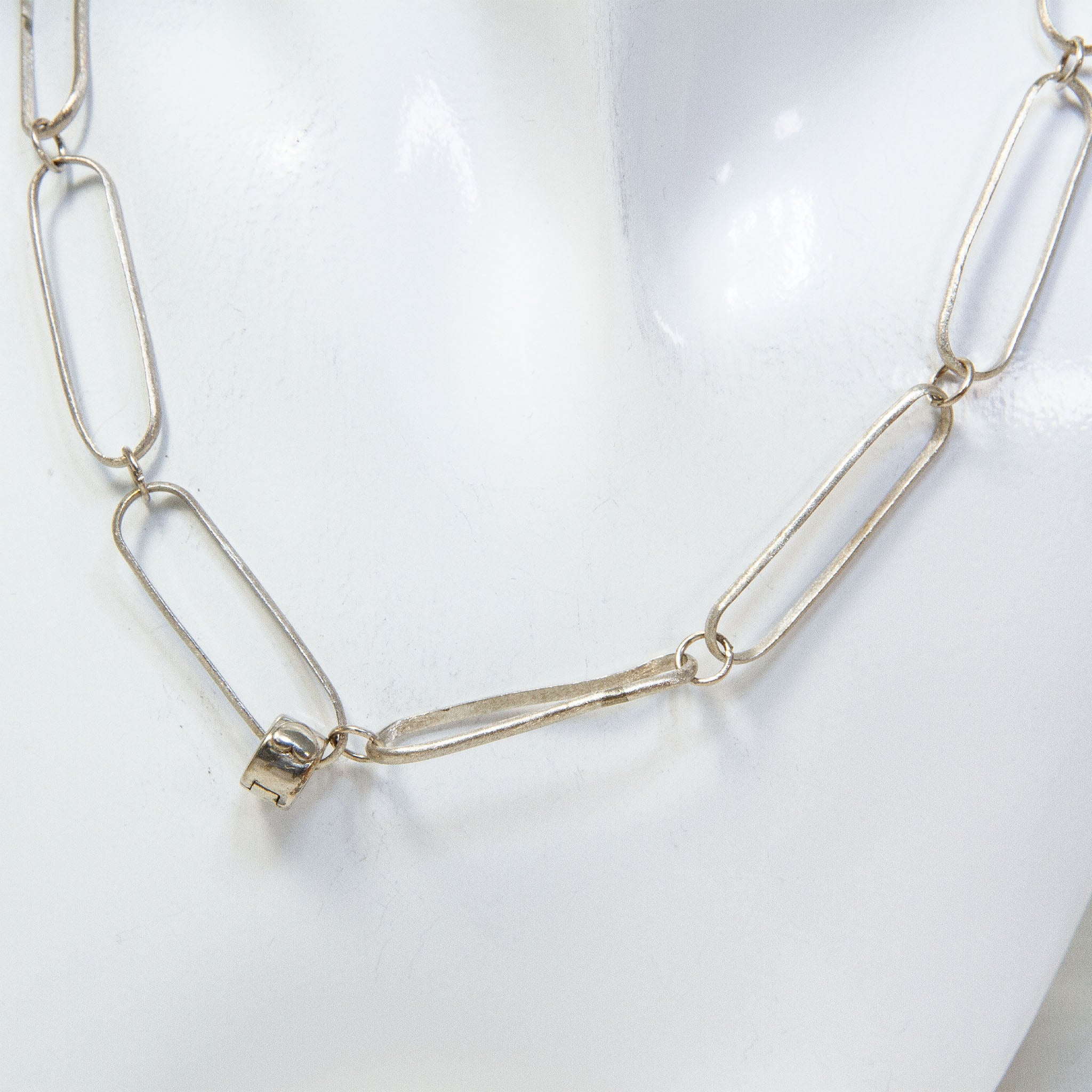 16" Sterling Silver Artisan "Missing Link" Paperclip Necklace