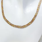 18" Silver Plated Tri-Color Braided Statement Necklace