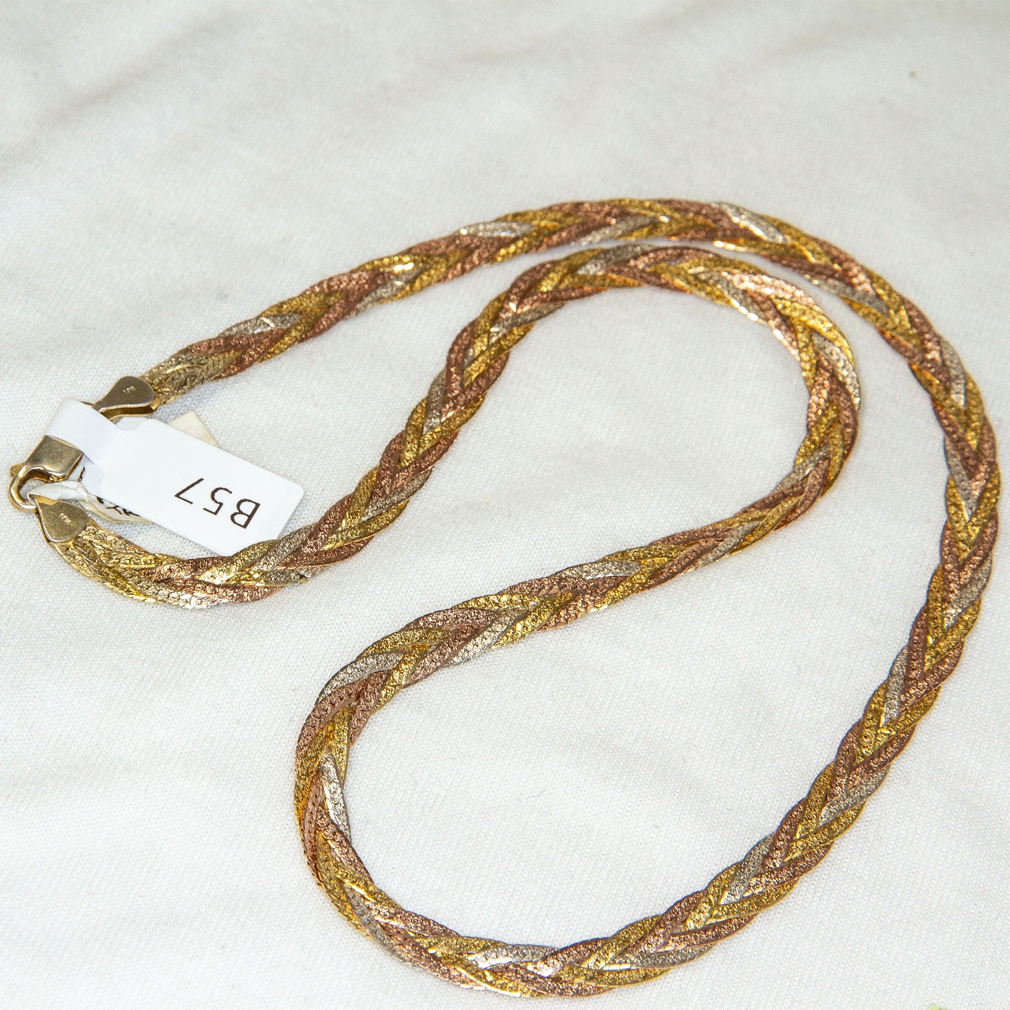 18" Silver Plated Tri-Color Braided Statement Necklace Secondary image