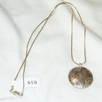 Artisan Mokume Gane Mixed Metal Disc Pendant Necklace - 925 Silver & Copper, 18"