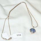 Artisan 925 Sterling Silver & Iridescent Roman Glass Pendant Necklace - 16"