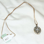 18" 925 Sterling Silver & Roman Glass Filigree Cross Pendant Necklace