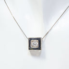 18" 925 Sterling Silver Cubic Zirconia Square Quiver Pendant Necklace