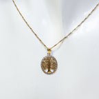 20" 10K Two-Tone Gold Tree of Life Pendant Necklace