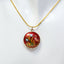 18" Gold-Plated Reversible Red Enamel Heron Disc Pendant Necklace