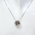 18" 925 Sterling Silver Round Floating CZ Quiver Pendant Necklace